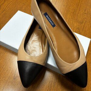 Margaux Cap-Toe Pointe Flats | 10.5 W | Leather | Made in Spain